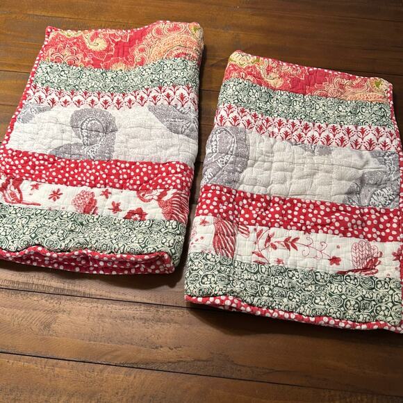 Pottery Barn Mix & Match Patchwork Red Polka Dot Shams Set of 2 Standard Cotton